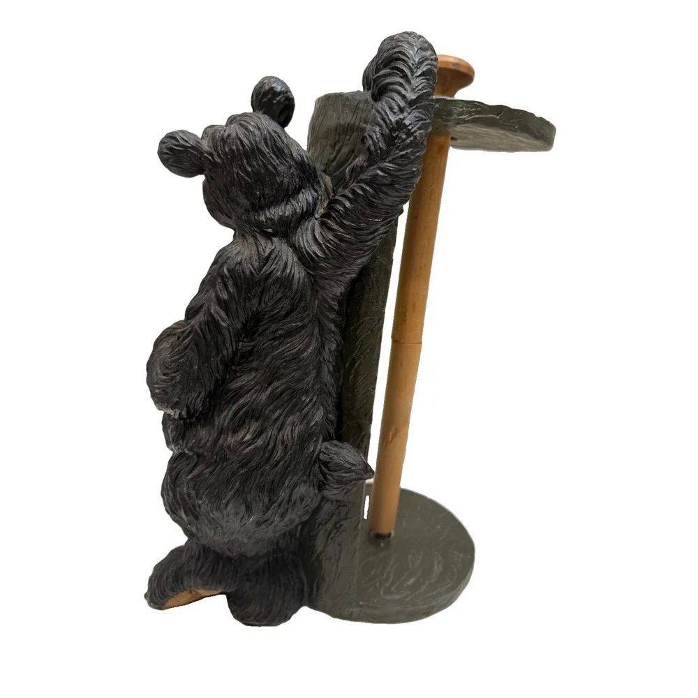 Big Sky Carvers Black Bear Resin Paper Towel Holder 14×7.5 Inches